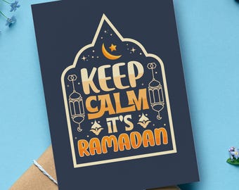 Cute Keep Calm, It's Ramadan Card, Adorable Islamic Greeting Card, Perfect Muslim Gift for Ramadan, Set of 1, 10, or 20