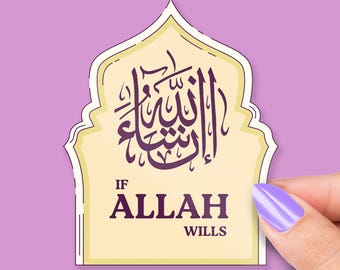 Insha'Allah Archway Sticker with English Translation, Islamic Vinyl Faith Sticker for Laptop, Journal, Water Bottle, Muslim Gift Idea