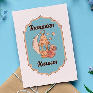 Ramadan Kareem-kaart met lantaarns, wenskaart 5 x 7, elegante islamitische kerstkaart, moslimcadeau, set van 1, 10 of 30 kaarten