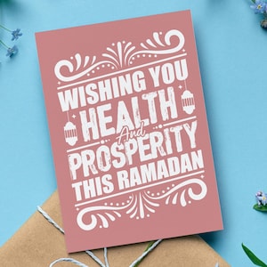 Wishing You Health and Prosperity This Ramadan Card, Adorable Islamic Greeting Card, Perfect Muslim Gift, Set of 1, 10, or 20
