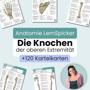 Anatomie LernSpicker "Knochen der oberen Extremität" | 11 LernSpicker + 120 KarteiKarten | PDF Download | Medizin Pflege Physio Lernmaterial