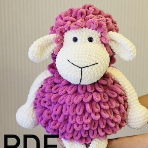Gehaakt schaappatroon PDF - amigurumi knuffel DIY-tutorial, eenvoudig haken voor beginners, Alize Puffy-garenproject, patroon boerderijdieren.