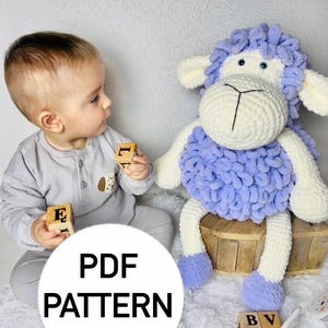 Gehaakt schaappatroon PDF - amigurumi knuffel DIY-tutorial, eenvoudig haken voor beginners, Alize Puffy-garenproject, patroon boerderijdieren.
