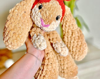 Conejito de peluche hecho a mano, conejo amigurumi suave, animal de peluche de ganchillo, regalo para recién nacido, juguete para niña, regalo de Pascua, color personalizado, baby shower