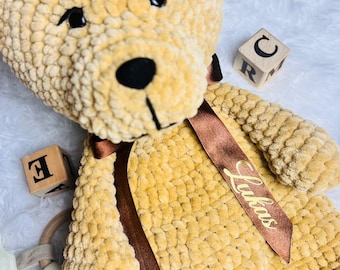 Peluche hecho a mano para bebé, suave juguete de consuelo, hilo de conejito de Wolans para bebé, regalo personalizado para recién nacidos, peluche tierno, regalo para baby shower