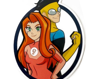 Invincible Sticker - Atom Eve and Invincible