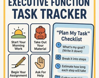Executive Function Task Cards and Checklists | Printable Classroom Routines SEL Visuals Student Planner Toolkit