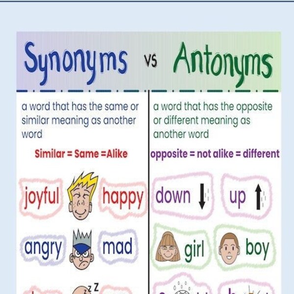Synonyms Anchor Chart Etsy