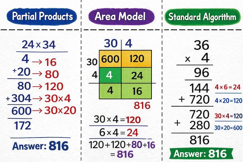 Multiplication Strategies Anchor Chart Printable | Partial Products ...