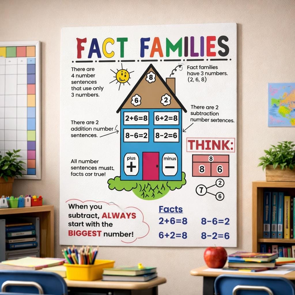 Fact Families Anchor Chart Printable | Addition & Subtraction Poster ...