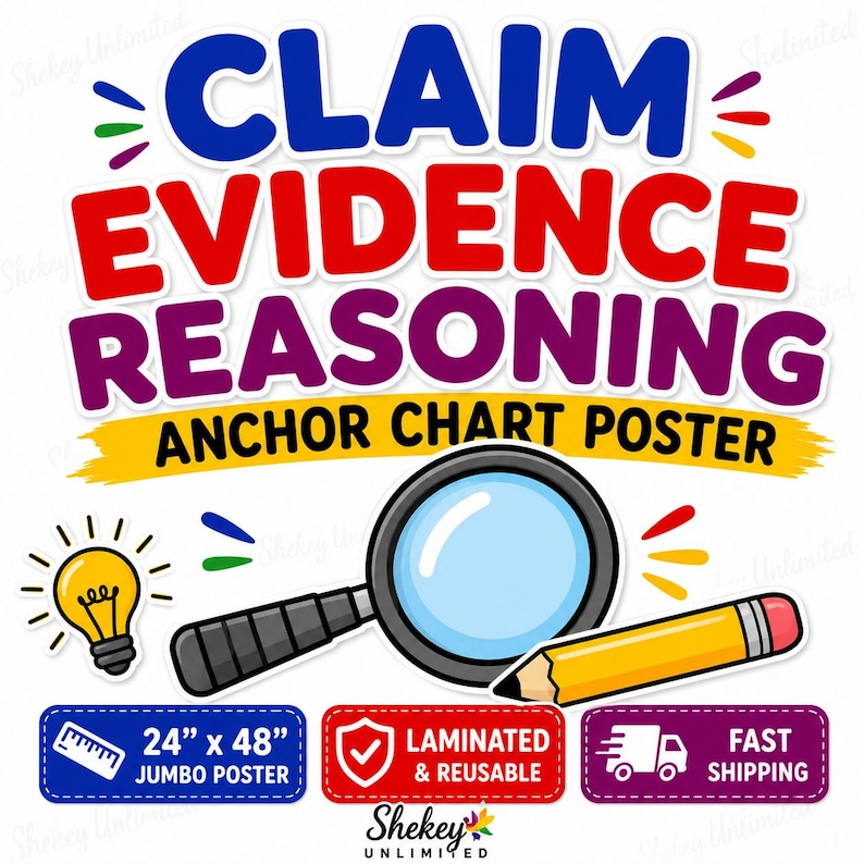 Evidence Purple Claim Evidence Reasoning Anchor Chart | ELA Classroom Poster for Middle ...