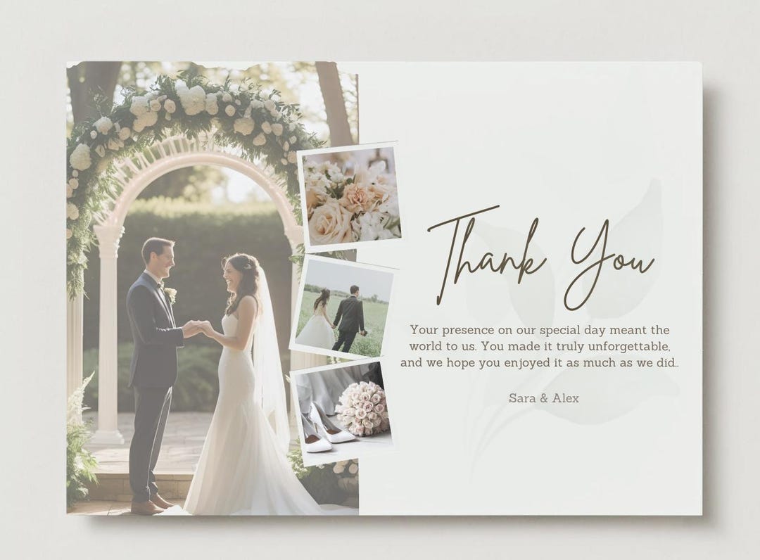 Editable Wedding Thank You Card Template Canva Thank You Card Digital ...