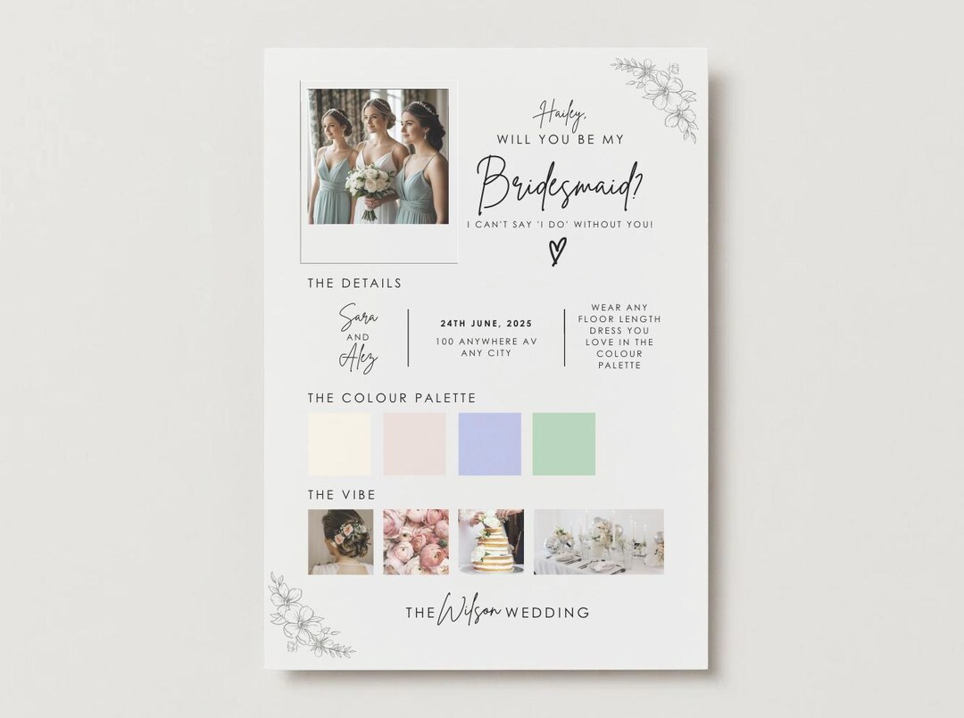 Will You Be My Bridesmaid Card Template Editable Canva Bridesmaid