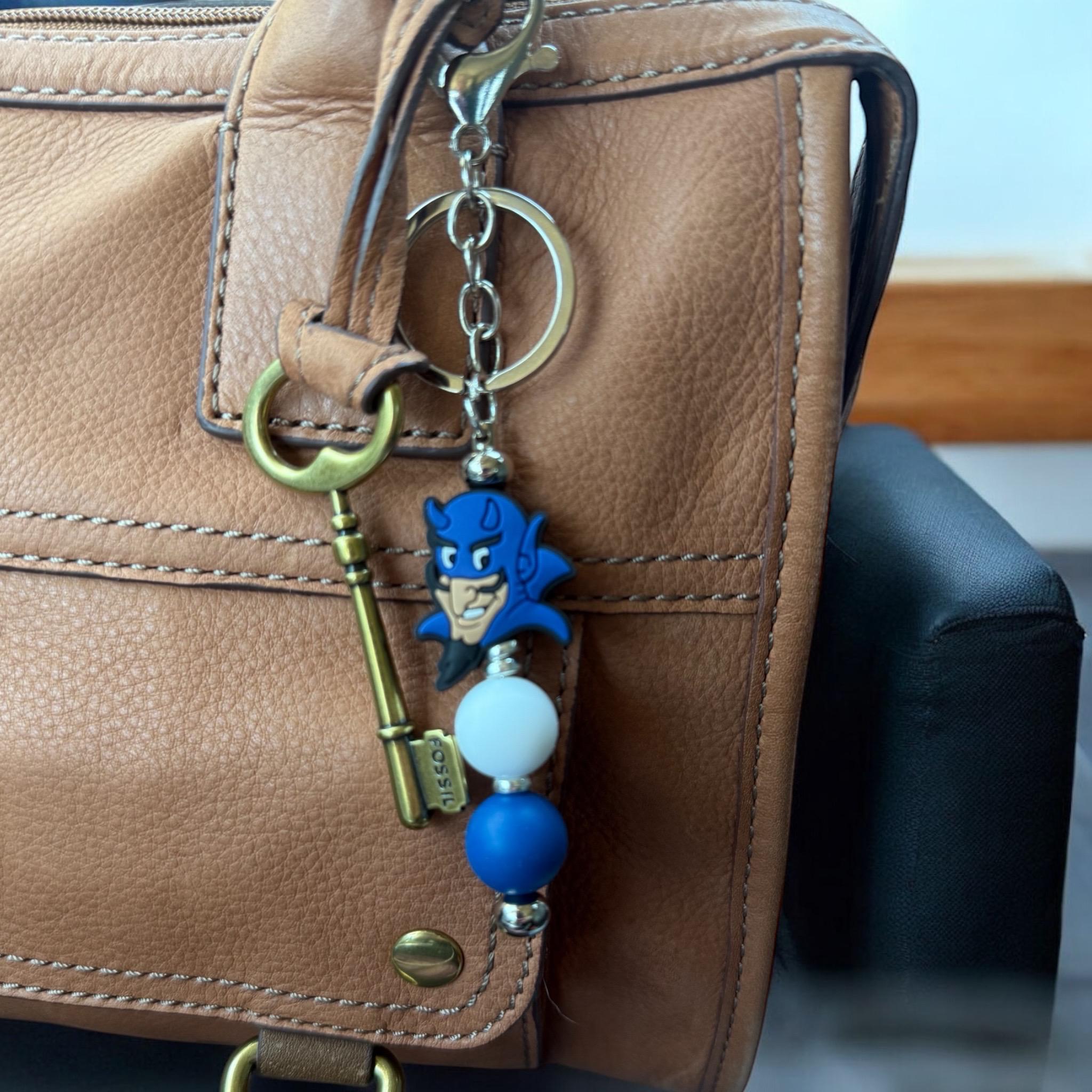 Duke Blue Devil Beaded Keychain, Bag Charm, Zipper Pull, Car Mirror ...
