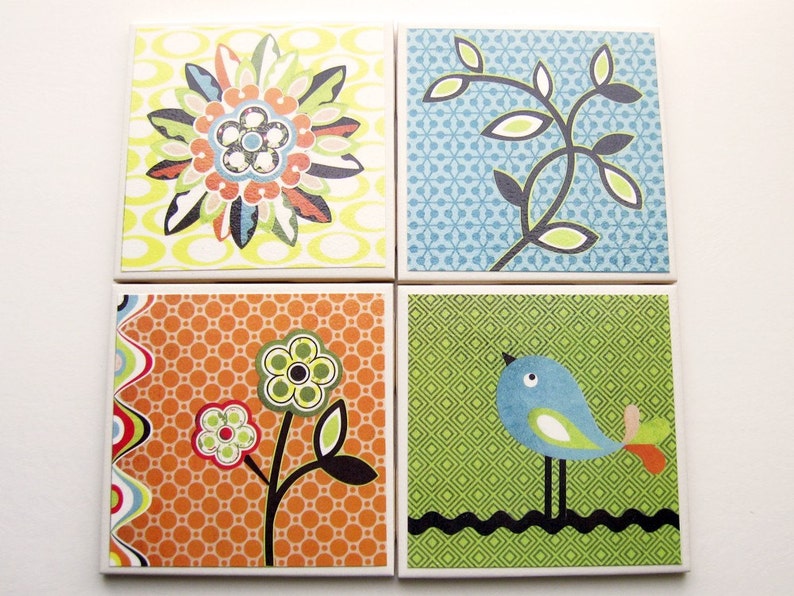 Ceramic Tile Coasters Offbeat Bird image 2