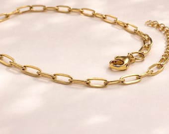 18 kt goudkleurige pvd-vergulde paperclipketting van 3 mm, waterdichte minimalistische sierlijke sieraden