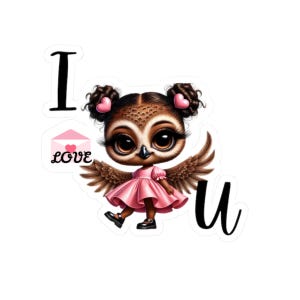 Envoi d'amour - Adorable hibou Kiss-Cut Sticker