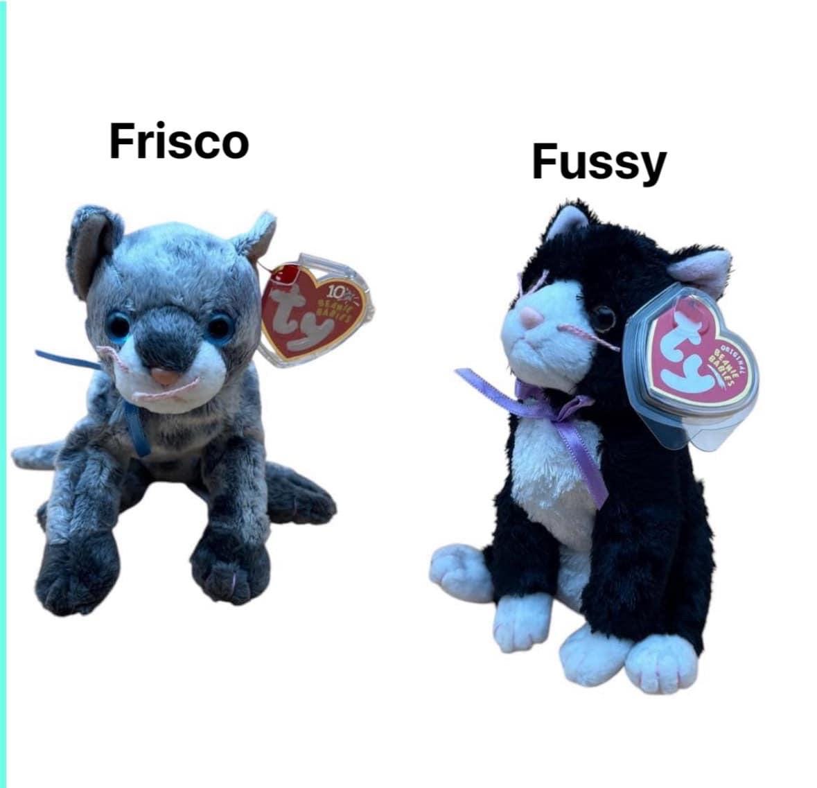 Ty Beanie Babies Cats - Kaleidoscope Frisco Fussy Fancy Fraidy