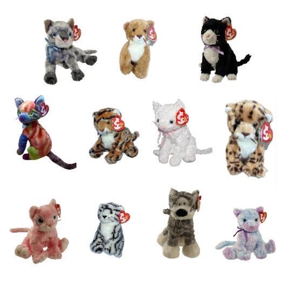 Ty Beanie Babies Cats - Kaleidoscope Frisco Fussy Fancy Fraidy