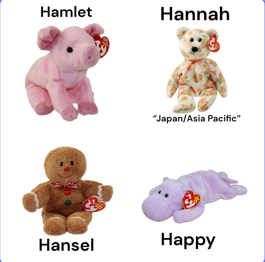 Ty Beanie Babies Holiday Teddy Hairy Halo Halo 2 Hamlet Hannah