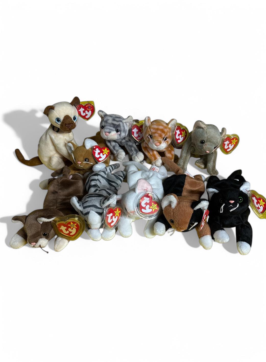 Ty Beanie Babies 猫 - MWMT アンバーチップ、フリップパウンス