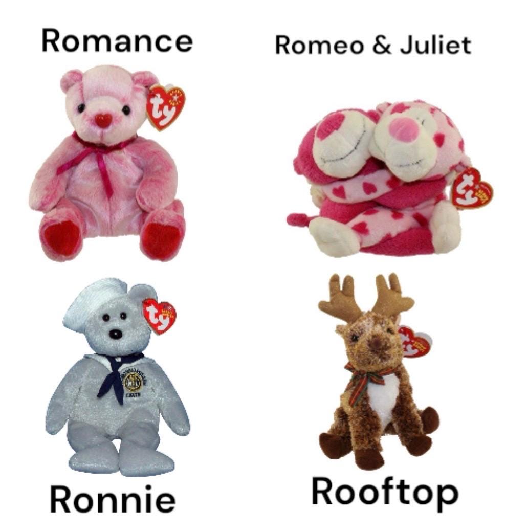 Ty Beanie Babies Ricochet Righty 2000 2004 Ringo Roam Roary Rocket