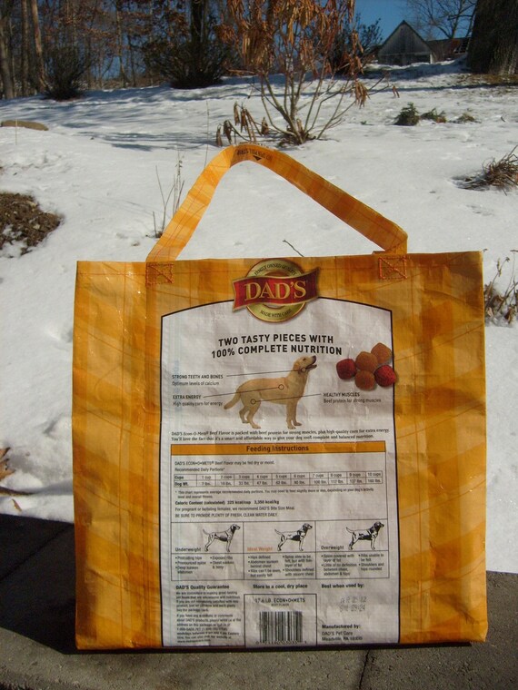Items similar to Recycled Feed Sack Orange Dog Food Market Bag Tote or