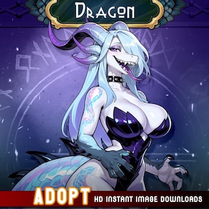 PokkiGirls~ Dragon - ADOPTABLE - instant digital download - Anthropomorphic furry girl character sheet