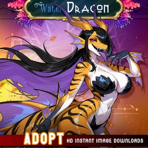PokkiGirls~ Water Dragon - ADOPTABLE - instant digital download - Anthropomorphic furry girl character sheet
