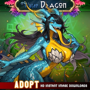 PokkiGirls ~ Wasserdrache - ADOPTABLE - sofortiger digitaler Download - Anthropomorpher pelziger Mädchen Charakterbogen