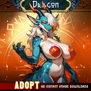 PokkiGirls~ Dragon - ADOPTABLE - instant digital download - Anthropomorphic furry girl character sheet