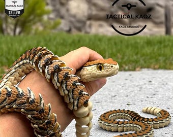 rticulated Rattlesnake 3D Printed Flexi Snake | Poseable Reptile Figurine | Glass Eye Collectible | Desk Decor | Unique Gift Idea