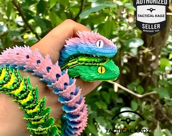 Spiny Bush Viper | 3D Printed Articulated Snake | Flexy Poseable Figurine | Reptile Lover Gift | Fantasy Snake Decor | Fidget Snake Toy
