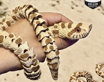 rticulated Hognose Snake 3D Printed Flexi | Poseable Reptile Figurine | Glass Eye Collectible | Desk Decor | Unique Gift Idea