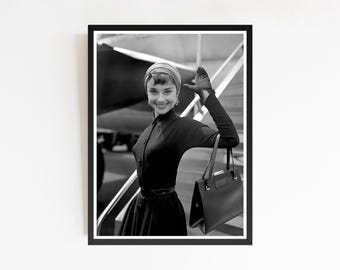 Audrey Hepburn Ballet Print, Iconic Black and White Photo, Vintage Wall Art