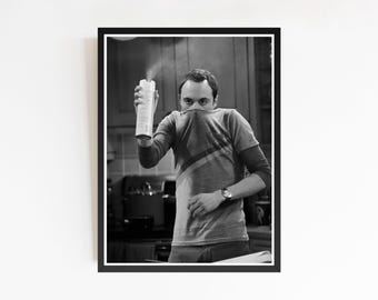 Theoretical Physicist Spray Print, Science Sitcom, Black and White Retro Poster (Digital Download)