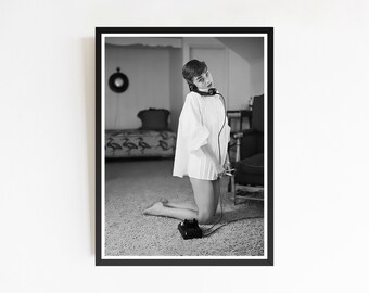 Impression photo noir et blanc emblématique Audrey Hepburn, art mural vintage (téléchargement numérique)