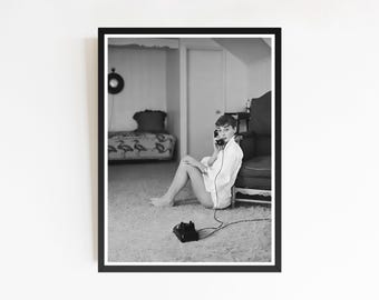 Impression photo emblématique Audrey Hepburn, art mural noir et blanc (téléchargement numérique)