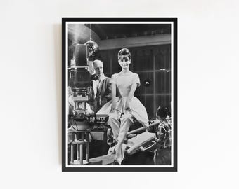 Audrey Hepburn Ballet Photo Print, Black and White Vintage Wall Art