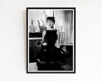 Audrey Hepburn Black and White Print, Iconic Photography, Vintage Wall Art
