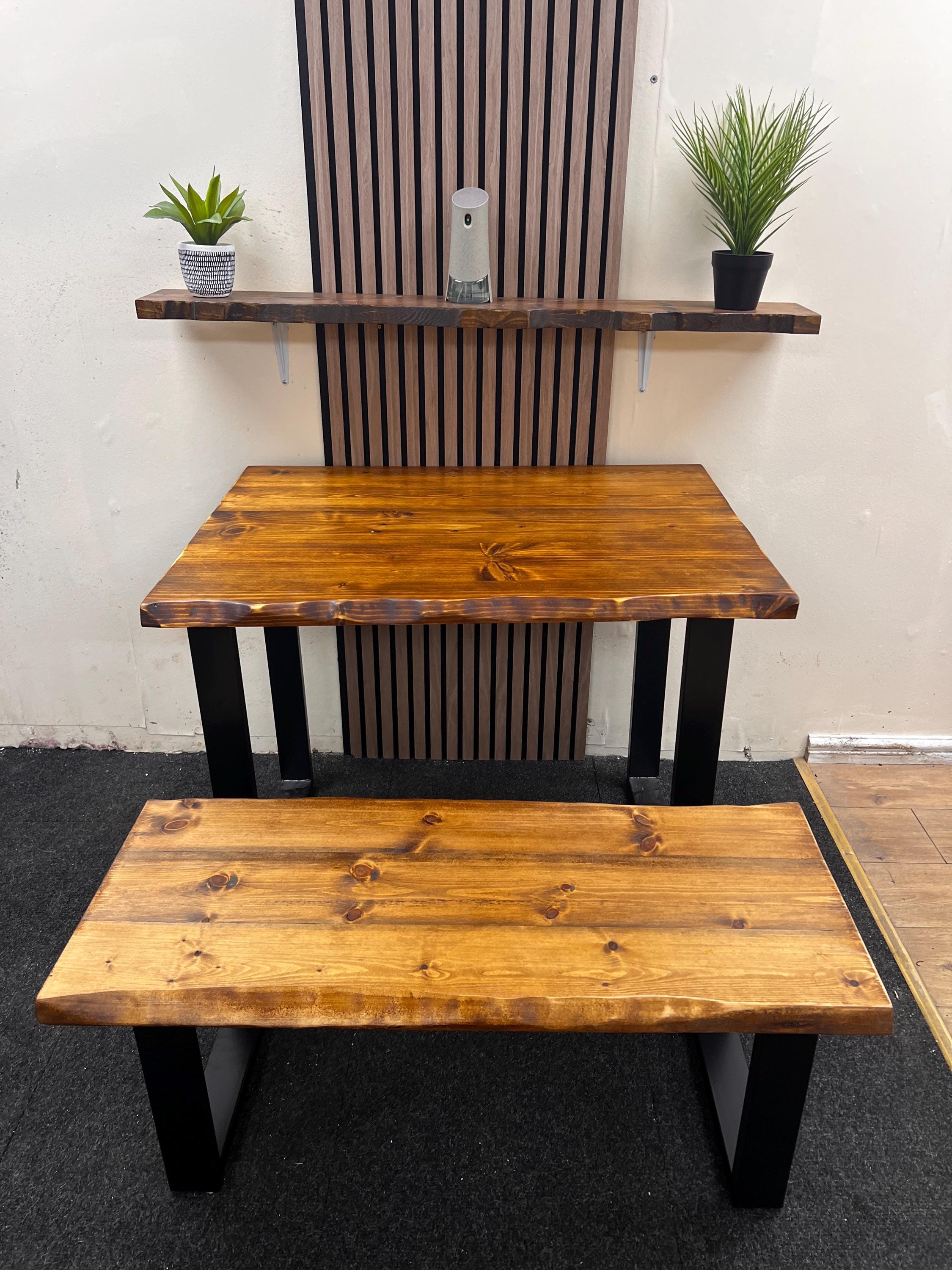 Solid Wood Box Leg Table: Industrial Rustic Dining Table or Desk - Etsy