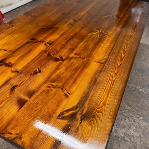 Industrial Rustic Solid Wood Table Dining Table Desk Box Leg Table Top Only Pine Oak Colour Table Top Only Chunky Design Office Desk