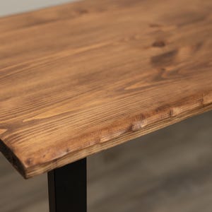 Live Edge Waney Oak Colour Wooden Top Table Solid Wood Industrial Rustic Kitchen Dining Handmade Desk