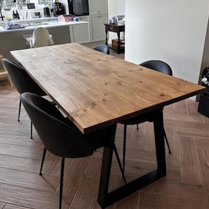 Industrial Rustic Solid Wood Table Dining Table Desk Box Leg Table Top Only Pine Oak Colour Table Top Only Chunky Design Office Desk