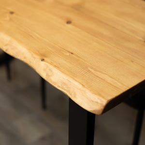 Live Edge Waney Oak Colour Wooden Top Table Solid Wood Industrial Rustic Kitchen Dining Handmade Desk