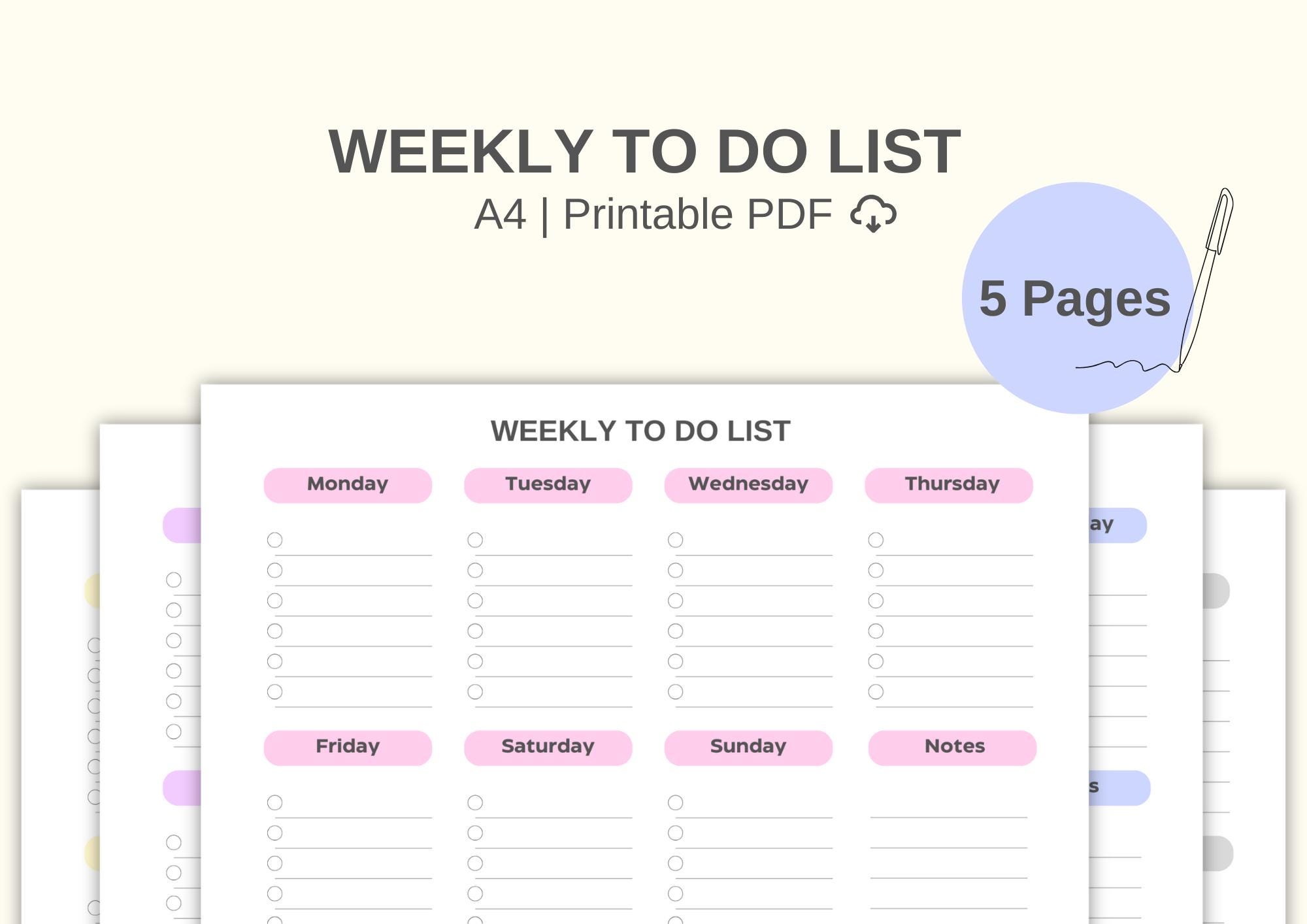 Weekly Planner Printable PDF | To-do List & Schedule Template | Weekly ...
