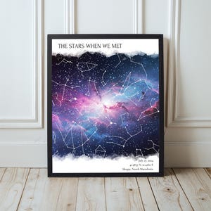 Una mappa delle stelle la notte in cui ci siamo incontrati - Mappa delle stelle per anniversario - Mappa delle stelle personalizzata - Cielo notturno per data - Regalo mappa delle stelle - Regalo per anniversario