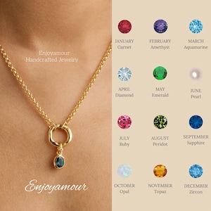 Custom Birthstone Pendant Necklace-18K Gold Diamond Necklace-Anniversary Family Gift for Mom-Bridal Gift for Grandma-Christmas Gift for Her
