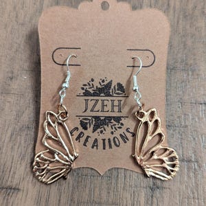 Butterfly Earrings, Dangle Earrings, Choose your own hook, Butterfly Wings, Gold Butterfly, Semi-Custom Earrings, Valentine Gift