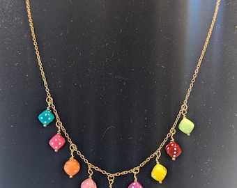 Mini Dice Necklace, Colorful Lucky Dice, Bunco Gift, Custom Colors